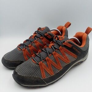 Merrell Coastrider Hiking Shoes Sneakers Mens 9 Gray Orange Mesh Low Top Trail